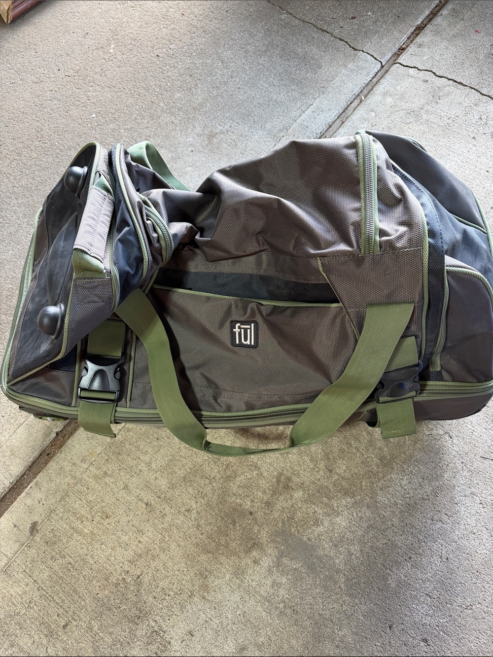 FUL Olive Green and Gray Men's Duffel Bag - Travel Duffel